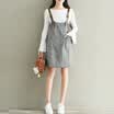 City plus CITYPLUS 2017 autumn&winter new women&39s literary wild woolen lattice Gary strap short dress loose loose dress CWQZ179267 gray L