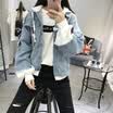 Senxian 2018 new womens spring denim jacket female Korean loose hole hooded patch Harajuku wind coat bf tide zx179701 light blue M