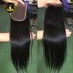 Peruvian Straight Hair Lace Closure 4x4 Natural Color Human Virgin Hair Closure With Baby Hair Bleached Knots Swiss Lace Free Ship