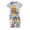 Baby Boys Kid Hamburg Print T-shirt Tops Plaid Pants Outfits Sets Sportswear