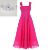 Girls Shoulderless Long Dress teenage Evening Formal Dresses -Rose Red