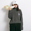 City plus CITYPLUS 2017 winter new style women women wild wild cat embroidery pattern sweater half-high collar wide sweater CWYC179550 black uniform