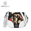 BAFELLI womens shoulder bag fashion tassel split leather letter printing saddle bag summer crossbody bag white black women bag