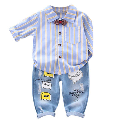 Baby Boys Clothes Set Autumn Long Sleeve Striped Cat Print Shirt Blouse TopsDenim Pants Children Trouser Set
Baby Boys Clothes Set Autumn Long Sleeve Striped Cat Print Shirt Blouse TopsDenim Pants Children Trouser Set