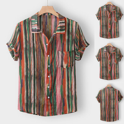 Toponeto Fashion Mens Casual Button Hawaii Striped Print Beach Short Sleeve Top Blouse
Toponeto Fashion Mens Casual Button Hawaii Striped Print Beach Short Sleeve Top Blouse
