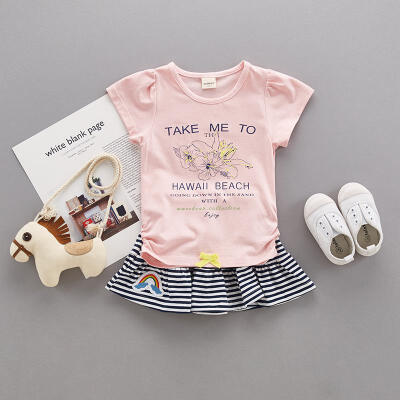 Baby Girls Sets Floral Short Sleeve Dress Two-Piece Children Girl Clothing Kids Costume
Baby Girls Sets Floral Short Sleeve Dress Two-Piece Children Girl Clothing Kids Costume