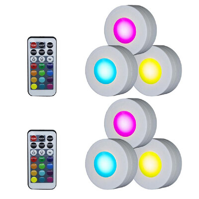 Colorful LED Multicolored Under Cabinet Stage Lamp Puck Light with Remote Control Brightness Adjustable Dimmable Timing for Cloakr
Colorful LED Multicolored Under Cabinet Stage Lamp Puck Light with Remote Control Brightness Adjustable Dimmable Timing for Cloakr