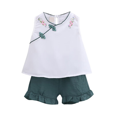 Summer Children Chinese Style Clothes Baby Girls Casual Sleeveless Floral Print T-shirt TopsShorts 2pcs Suits Costume Set
Summer Children Chinese Style Clothes Baby Girls Casual Sleeveless Floral Print T-shirt TopsShorts 2pcs Suits Costume Set