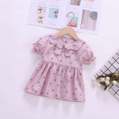 

Summer Casual Baby Girls Cute Dress Sleeve Floral Print Pattern Dress Kids Toddler Princess Sundress