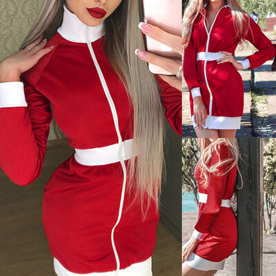 Tailored Women Christmas Stand Collar Zipper Patchwork Long Sleeve Sweatshirt Dress
Tailored Women Christmas Stand Collar Zipper Patchwork Long Sleeve Sweatshirt Dress