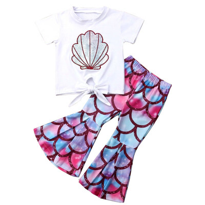 Summer Kids Girls Seashell Pattern T-shirt Big Wide-legged Fish Scales Pants Baby Girl Clothes
Summer Kids Girls Seashell Pattern T-shirt Big Wide-legged Fish Scales Pants Baby Girl Clothes
