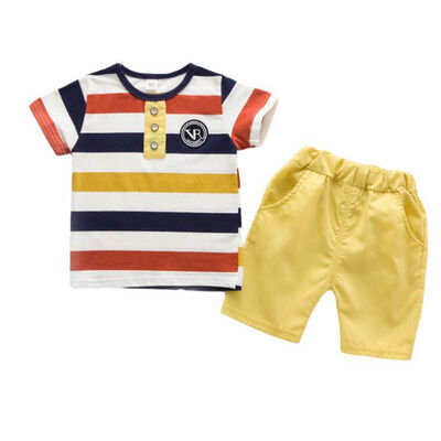 Baby Clothes Set Short Sleeve Striped T-Shirt TopSolid Shorts Pant 2PCS Kids Boy Clothing Set Summer
Baby Clothes Set Short Sleeve Striped T-Shirt TopSolid Shorts Pant 2PCS Kids Boy Clothing Set Summer