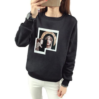 2018 Autumn Fashion Print Loose O-neck Long Sleeve Pullovers Women Hoodies Thickening Plus Velvet Wild Autumn Sweatshirts Female
2018 Autumn Fashion Print Loose O-neck Long Sleeve Pullovers Women Hoodies Thickening Plus Velvet Wild Autumn Sweatshirts Female