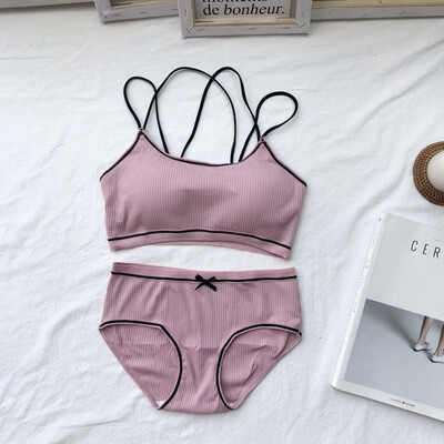 Women Pink Blue Underwear Comfortable Wireless Loungewear Lingerie Bra Set Black&White Cotton Bras Sets
Women Pink Blue Underwear Comfortable Wireless Loungewear Lingerie Bra Set Black&White Cotton Bras Sets