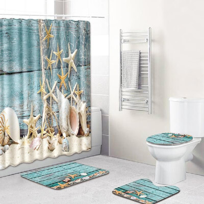 4pcsset Summer Beach Conch Starfish Printed Pattern Bathroom Decoration Water-resistant Shower Curtain Pedestal Rug Lid Toilet Co
4pcsset Summer Beach Conch Starfish Printed Pattern Bathroom Decoration Water-resistant Shower Curtain Pedestal Rug Lid Toilet Co