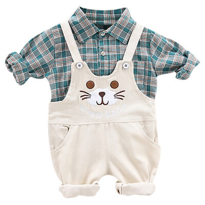 Cute Baby Boy Clothes 2pcs Autumn Outfits Long Sleeve Plaid Print Shirt BlouseCartoon Strap Overalls pants Casual Sets
Cute Baby Boy Clothes 2pcs Autumn Outfits Long Sleeve Plaid Print Shirt BlouseCartoon Strap Overalls pants Casual Sets