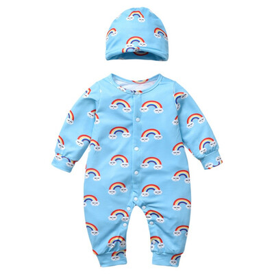 Newborn Baby Clothes 0-18M Autumn Baby Boy Girl Cotton Rainbow Pattern Infant Long Sleeve JumpsuitHat Newborn Romper Set
Newborn Baby Clothes 0-18M Autumn Baby Boy Girl Cotton Rainbow Pattern Infant Long Sleeve JumpsuitHat Newborn Romper Set