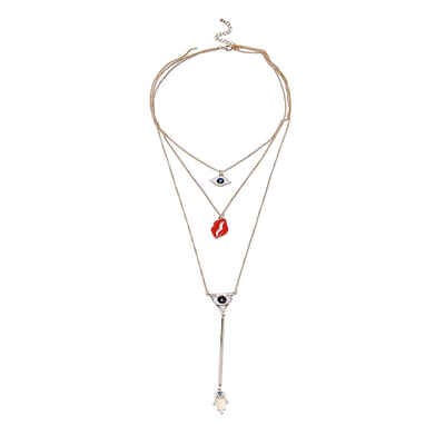 Women Long Multi Layers Sexy Red Lips Blue Eyes Pendants Alloy Gold Chain Choker Necklaces
Women Long Multi Layers Sexy Red Lips Blue Eyes Pendants Alloy Gold Chain Choker Necklaces