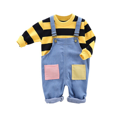 Autumn Baby Boy Girl Outfits Long Sleeve Striped SweatshirtDenim Strap Trousers Casual Sets
Autumn Baby Boy Girl Outfits Long Sleeve Striped SweatshirtDenim Strap Trousers Casual Sets