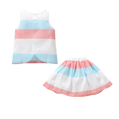 Summer Fashion Childrens Set Two-Pieces T-Shirt Short Skirt Girls Cute Cotton Striped Sleeveless Top Skirts
Summer Fashion Childrens Set Two-Pieces T-Shirt Short Skirt Girls Cute Cotton Striped Sleeveless Top Skirts