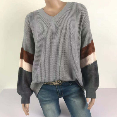 Pullover Women Striped Stitching Knit Material Comfortable Soft Autumn Fashion New Wild Loose Long Sleeve Style Simple
Pullover Women Striped Stitching Knit Material Comfortable Soft Autumn Fashion New Wild Loose Long Sleeve Style Simple