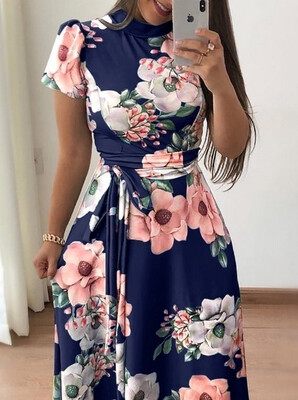 New Fashion Women Floral Print Short Sleeve Beach Lady Evening Party Long Maxi Dress Design
New Fashion Women Floral Print Short Sleeve Beach Lady Evening Party Long Maxi Dress Design