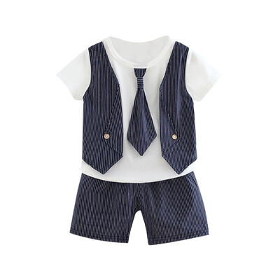 Summer Baby Boys Short Sleeve Fake Tie Print Tops ShirtsStriped Shorts Casual Outfits Sets Baby Boy Clothes
Summer Baby Boys Short Sleeve Fake Tie Print Tops ShirtsStriped Shorts Casual Outfits Sets Baby Boy Clothes