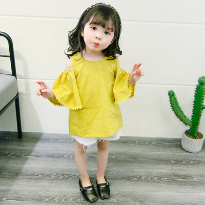 Kids Summer Girls Sweet Strap Off-shoulder Wear Bottoming Trumpet Sleeved Solid Color Cotton Tops 0-2 Years
Kids Summer Girls Sweet Strap Off-shoulder Wear Bottoming Trumpet Sleeved Solid Color Cotton Tops 0-2 Years