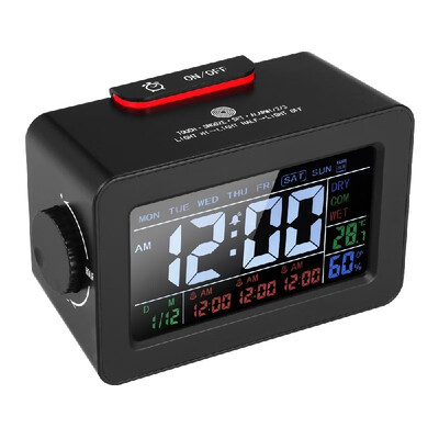LCD Digital Thermometer Hygrometer Clock ℃℉ Temperature Humidity Meter 3 Alarm Clocks Snooze Backlight Color Screen Display with
LCD Digital Thermometer Hygrometer Clock ℃℉ Temperature Humidity Meter 3 Alarm Clocks Snooze Backlight Color Screen Display with
