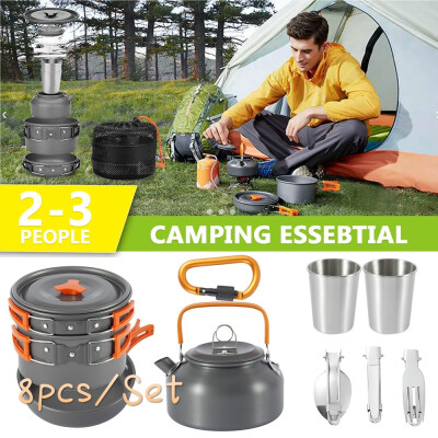 8pcsSet 2-3 People Portable Outdoor Tableware Mess Kit Cookware Set Kettle Cup Pot Set for Camping Hiking Picnic Travel
8pcsSet 2-3 People Portable Outdoor Tableware Mess Kit Cookware Set Kettle Cup Pot Set for Camping Hiking Picnic Travel
