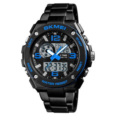 SKMEI 1333 Men Quartz 3 Time Chrono Watches Countdown Analog Digital Display Wristwatch 5ATM Waterproof Fashion Casual Backlight
SKMEI 1333 Men Quartz 3 Time Chrono Watches Countdown Analog Digital Display Wristwatch 5ATM Waterproof Fashion Casual Backlight