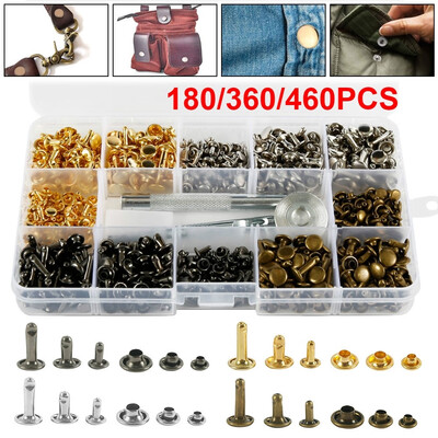 180360460PCS Leather Rivets Double Cap Rivet Tubular Metal Studs Fastener Snap Metal Press Stud Cloth Tool Kit
180360460PCS Leather Rivets Double Cap Rivet Tubular Metal Studs Fastener Snap Metal Press Stud Cloth Tool Kit