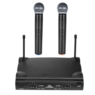 UHF Dual Channels Wireless Microphone Mic System with 1 Receiver 2 Handheld Microphones 635mm Audio Cable Power Adapter for Karao
UHF Dual Channels Wireless Microphone Mic System with 1 Receiver 2 Handheld Microphones 635mm Audio Cable Power Adapter for Karao