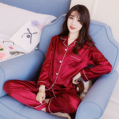 Satin Silk Patchwork Womens Pajamas Set Long Sleeve Blouse Trousers Pajama Sets Women 2019 Autumn Winter Bathrobe Plus Size
Satin Silk Patchwork Womens Pajamas Set Long Sleeve Blouse Trousers Pajama Sets Women 2019 Autumn Winter Bathrobe Plus Size