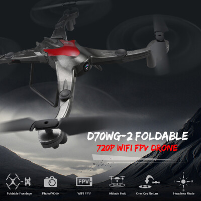 YDJIA D70WG-2 720P Wifi FPV Foldable Selfie Drone Altitude Hold G-sensor Headless One Key Return RC Quadcopter RTF
YDJIA D70WG-2 720P Wifi FPV Foldable Selfie Drone Altitude Hold G-sensor Headless One Key Return RC Quadcopter RTF