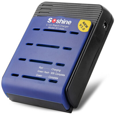 Soshine S1max - V3 4-Slot 18650 17650 17500 Battery Charger with US Adapter - 100- 240V
Soshine S1max - V3 4-Slot 18650 17650 17500 Battery Charger with US Adapter - 100- 240V