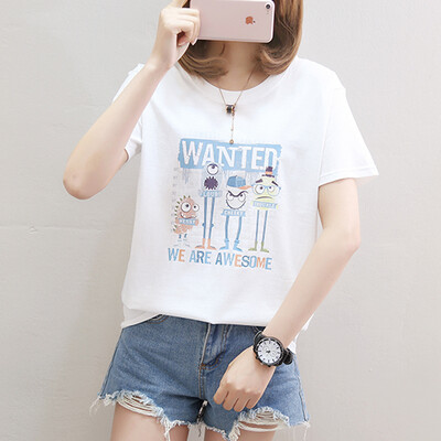 Langyue Womens 2019 Summer New Cartoon Letter Print Short Sleeve T-Shirt Female Korean Student Loose Casual Top LWTD191541 White
Langyue Womens 2019 Summer New Cartoon Letter Print Short Sleeve T-Shirt Female Korean Student Loose Casual Top LWTD191541 White