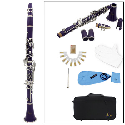 Clarinet ABS 17 Key bB Flat Soprano Binocular Clarinet with Cleaning Cloth Gloves 10 Reeds Screwdriver Reed Case Woodwind Instrum
Clarinet ABS 17 Key bB Flat Soprano Binocular Clarinet with Cleaning Cloth Gloves 10 Reeds Screwdriver Reed Case Woodwind Instrum