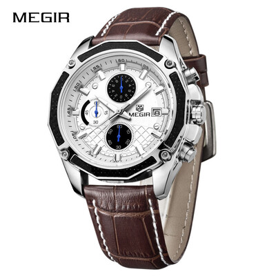 MEGIR Genuine Leather Strap Quartz Man Wristwatch Awesome Analog Watch With Calendar&Sub-dial
MEGIR Genuine Leather Strap Quartz Man Wristwatch Awesome Analog Watch With Calendar&Sub-dial