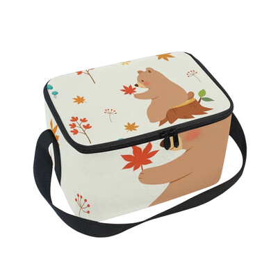 ALAZA Lunch Box Insulated Lunch Bag Large Cooler Pattern With Bear Tote Bag