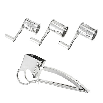 Stainless Steel Manual Rotary Cheese Grater Slicer Multi-Purpose Cheeses Carrots Cucumbers Cutter Shredder with 3 Interchanging Dr
Stainless Steel Manual Rotary Cheese Grater Slicer Multi-Purpose Cheeses Carrots Cucumbers Cutter Shredder with 3 Interchanging Dr