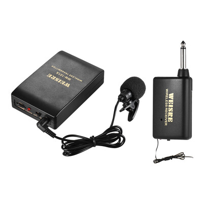Portable Lavalier Lapel Collar Clip-on FM Wireless Microphone System Voice Amplifier 14in Output Plug with Bodypack Transmitter
Portable Lavalier Lapel Collar Clip-on FM Wireless Microphone System Voice Amplifier 14in Output Plug with Bodypack Transmitter