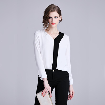 S M L XL XXL vintage new spring 2019 women blouse shirt long sleeve black white digital office top V neck lady
S M L XL XXL vintage new spring 2019 women blouse shirt long sleeve black white digital office top V neck lady