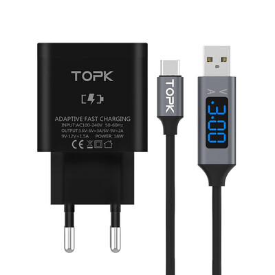 TOPK Fast Charging Package QC30 Wall Charger 3A max Type-c Cable for Samsung s8 s9 Xiaomi 8
TOPK Fast Charging Package QC30 Wall Charger 3A max Type-c Cable for Samsung s8 s9 Xiaomi 8