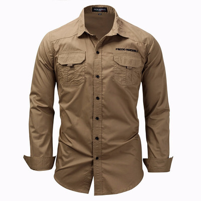 Mens Shirts Casual Slim Fit Double Pockets Plus Size Long Sleeve Cotton Male Social Tactical Military Shirts For Men Clothes
Mens Shirts Casual Slim Fit Double Pockets Plus Size Long Sleeve Cotton Male Social Tactical Military Shirts For Men Clothes