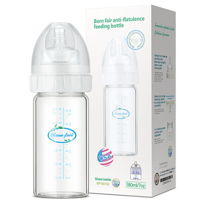 BORN FAIR wide-bore glass bottle newborn baby baby anti-flatulence bottle comfortable&smooth 180ML with nipple
BORN FAIR wide-bore glass bottle newborn baby baby anti-flatulence bottle comfortable&smooth 180ML with nipple