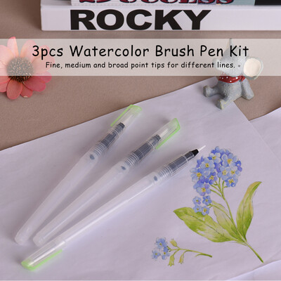 3pcs Watercolor Brush Pen Kit Set Water Storage Nylon Hair Point Tips for Solid Color Powder Painting Drawing Calligraphy Artist
3pcs Watercolor Brush Pen Kit Set Water Storage Nylon Hair Point Tips for Solid Color Powder Painting Drawing Calligraphy Artist