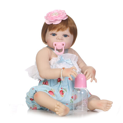 Reborn Baby Girl Doll 22 inch Soft Full Silicone Vinyl Body Lifelike Toddler Doll Play House Bath Toy Gift for ages 3 With Blue
Reborn Baby Girl Doll 22 inch Soft Full Silicone Vinyl Body Lifelike Toddler Doll Play House Bath Toy Gift for ages 3 With Blue