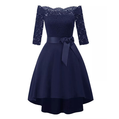 Classic Women Lace Dresses Sexy Boat Neck Long Sleeve Female Party Prom Front Short Back Long Dress
Classic Women Lace Dresses Sexy Boat Neck Long Sleeve Female Party Prom Front Short Back Long Dress