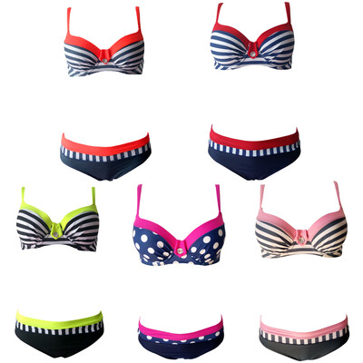 Women Bikini Set Swimwear Swimsuit Stripe Dot Print Contrast Push Up Underwire Padded Two Piece Bathing Suit
Women Bikini Set Swimwear Swimsuit Stripe Dot Print Contrast Push Up Underwire Padded Two Piece Bathing Suit